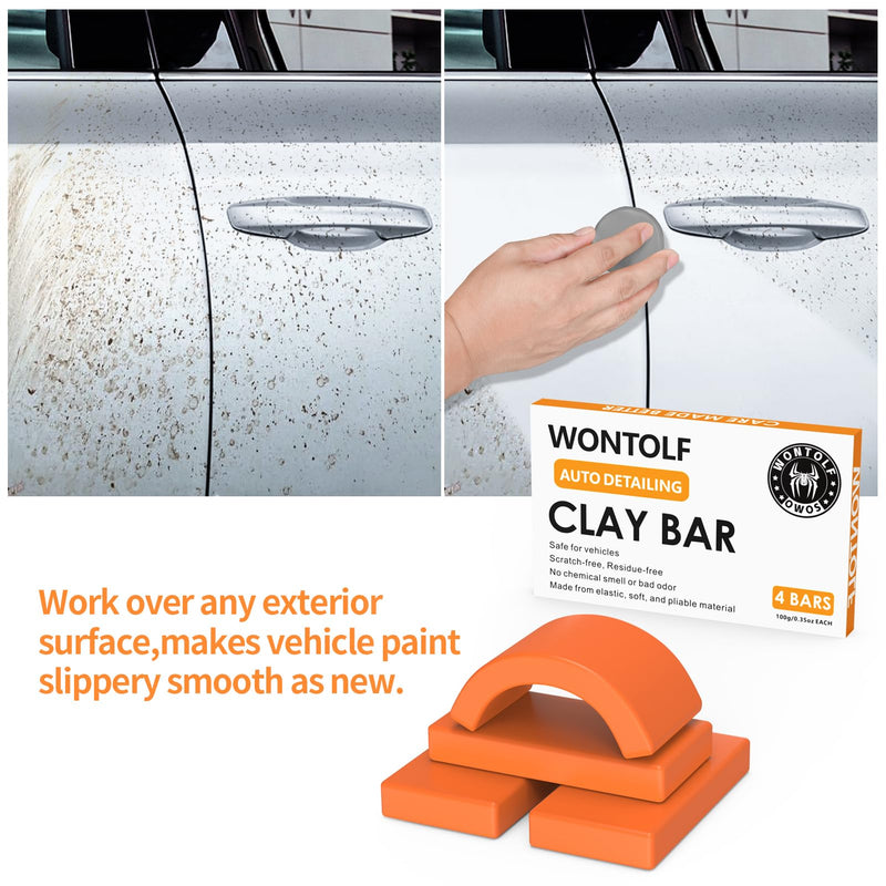 Car Clay Bars Auto Detailing 4 Pcs Premium Grade Magic Clay Bar Kit Car Detailing Kit with Washing and Adsorption Capacity for Car Detailing Car Wash Clean 4x100g Orange