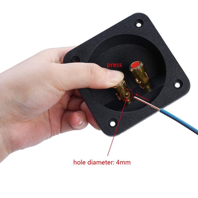 2 Pcs 3.1” Double Binding Round Gold Plate Push Spring Loaded Jacks Speaker Box Terminal Cup