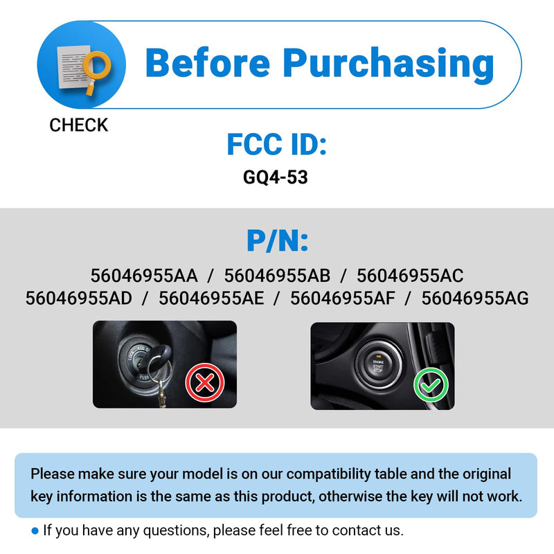 Key Fob Replacement Compatible with 2013-2021 Dodge Ram 1500 2013-2018 Ram 2500 3500 4500 5500 Keyless Entry Remote GQ4-53T (2-Pack)