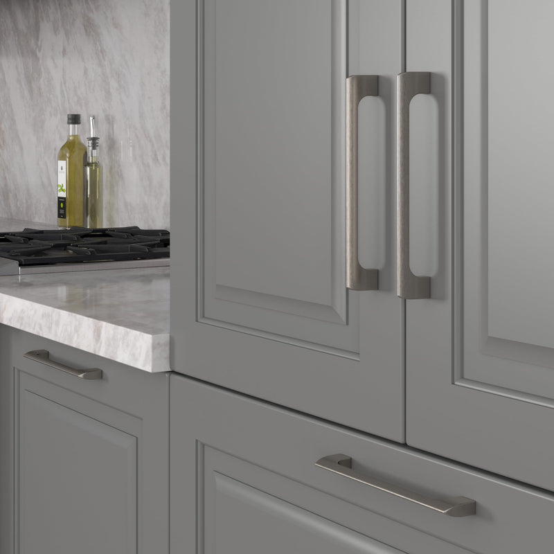| 5 Pack Brushed Nickel 6.3 Inch Hole Center | Solid Metal Cabinet Handles Bathroom Home Decor Drawer Pulls | Stainless Metal Kitchen Cabinet Handles | Etna Collection 6.3" (160mm) 01-Brushed Nickel (5 Count)
