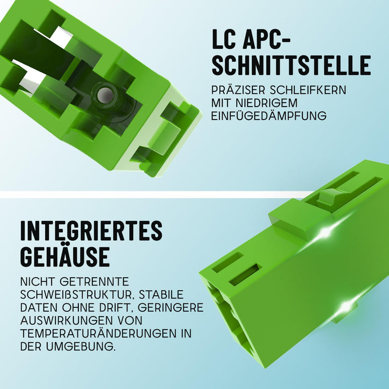 LC/APC Fiber Optic Adapter Pack of 5 Singlemode Coupler Green | A class ceramic insert with low insertion loss; up to 1000 mating cycles for long-lasting connection LC/APC-SM