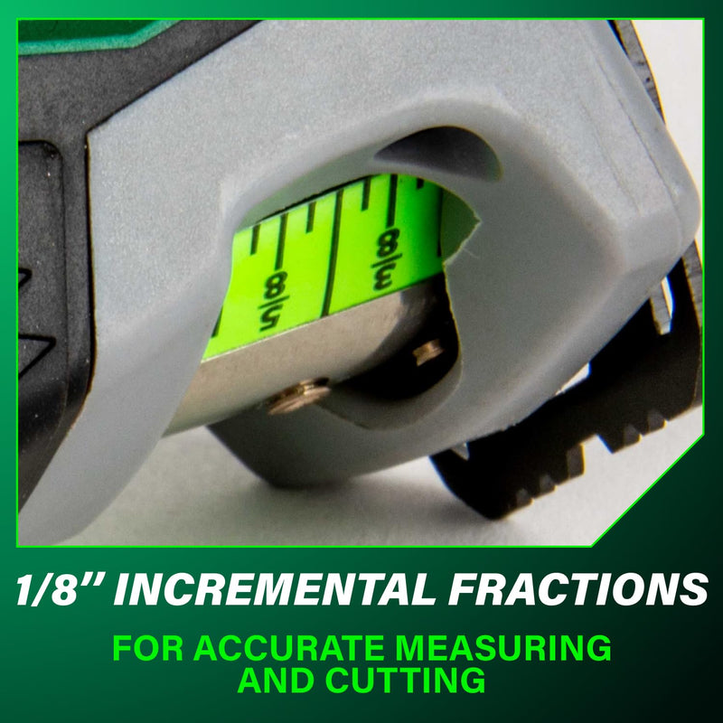 Metabo HPT 25 TruRange Measuring Tape, Green Blade, 115925M | Nylon Coated Steel, Lightweight Design, High Visibility, 17-ft Long Reach, 1/8-in Incremental Fractions 7.6 m