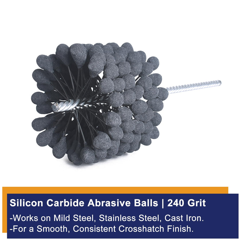 Garhgi 3.780 inch Cylinder Hone Tool Brush with 240 Grit Flexible Resilient Balls for 95mm(3.75") Automotive Engine Brake Rotor Piston Bore Restoration Crosshatching Deglazing (240 Grit, 3.78"(96mm)) 3.780"(96mm)