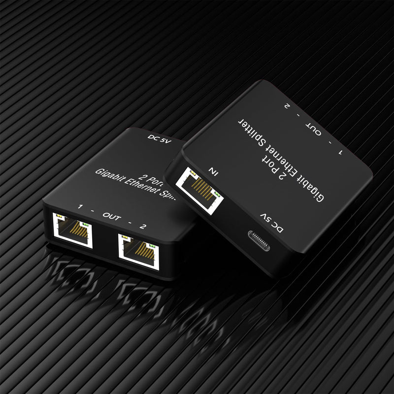 RJ45 Ethernet Splitter RJ45 Splitter High Speed 1000Mbps Network 1 In 2 Out (2 Devices Networked Simultaneously) RJ45 Ethernet Coupler Splitter for Cat5/Cat5e/Cat6/Cat6a/Cat7/Cat8 Internet Cable RJ45 1 to 2 1000Mbps Black