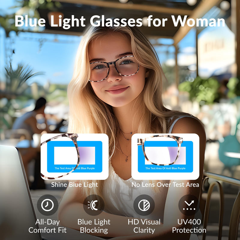 Blue Light Glasses for Woman Men | 99% Blue Light Blocking Glasses for Computer Gaming TV Phone Screen Square Frame | Anti Eyestrain & UV Glare Protection - 5 Pair 5 Pack Mix Color-8 Clear