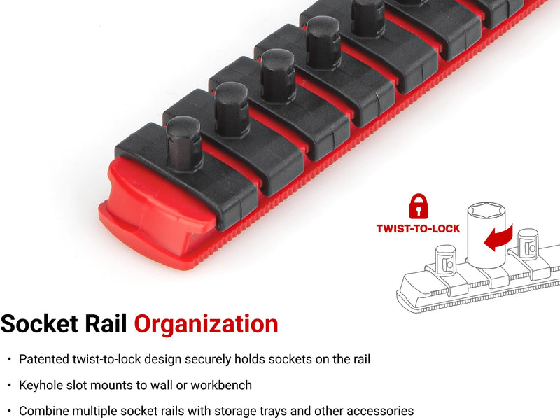 TEKTON 3/8 Inch Drive 3-Rail Socket Organizer Set, Red (60-Tool) | OST17160 | Made in USA (60-Tool)