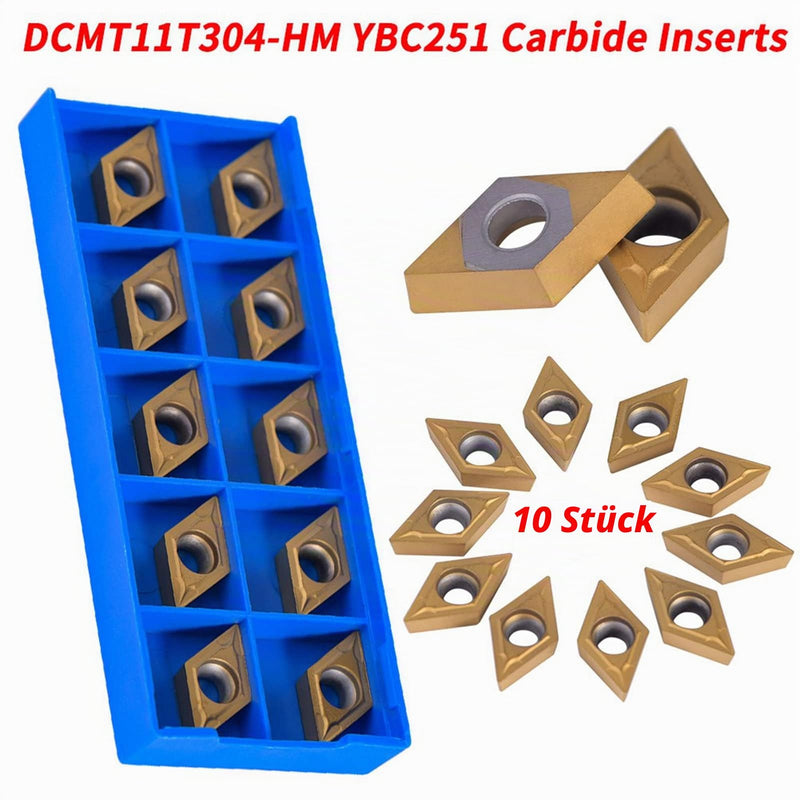 Indexable Inserts, Lathe Inserts, CNC Lathe Milling Inserts with Box DCMT11T304-HM YBC251 (Pack of 10)
