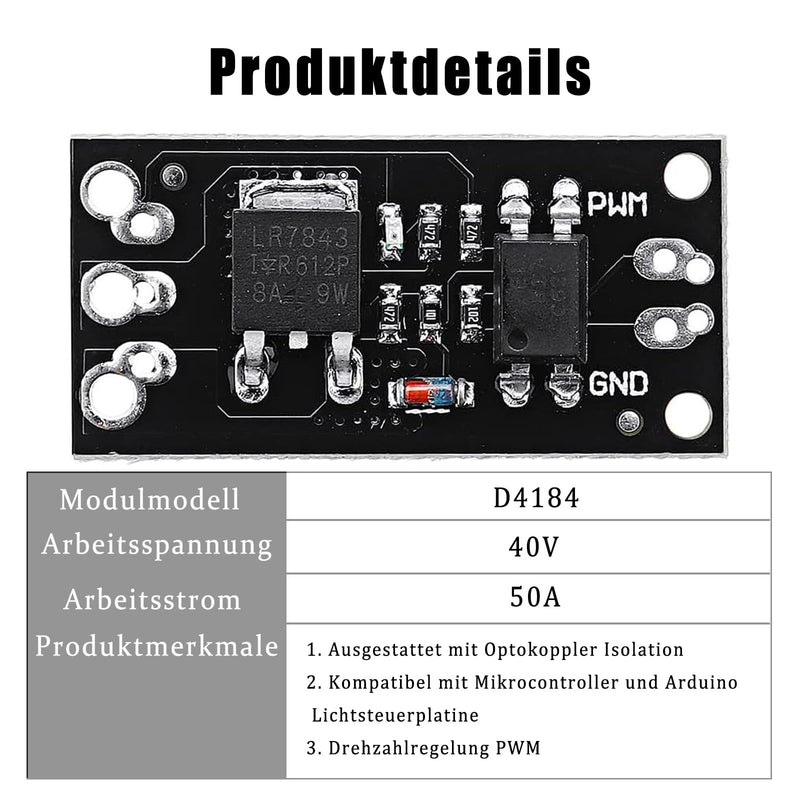Gerui LR7843 FR120N D4184 MOSFET Control Module 30V 161A 100V 9.4A Pack of 6 | 40V 50A 3V or 5V Signal MOS Tube Field Effect Tube Module Replacement Relay for Arduino (D4184)