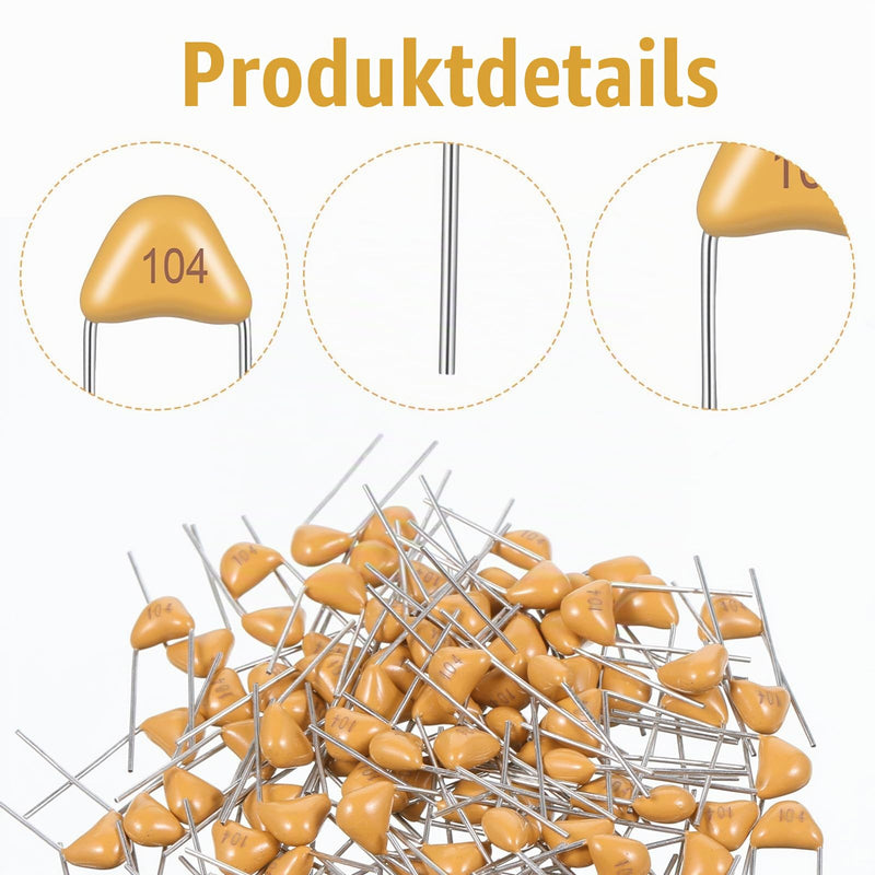 100 Pieces 0.1µF 104 100nF Monolithic Ceramic Capacitor, 50V Ceramic Capacitor Assortment Kit Multilayer Capacitors Monolithic Ceramic Capacitor Capacitors (5.08 mm)