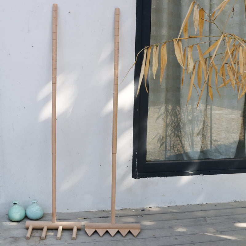 Outdoor Zen Garden Rake Large - Japanese Rock Sand Garden Zen Rake Tool Accessories - Full Size 48" Long 4 Tines Solid Beech Wooden