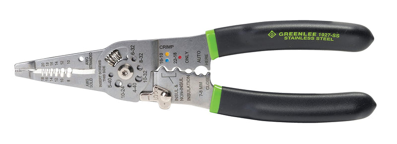 Greenlee, ‎0159-LBFB, 3-Piece Electrician Tool Kit with Stainless Steel Wire Stripper/Cutter/Crimper, 11-in-1 Multi-Bit Screwdriver and Bonus Stainless Steel Bottle Opener