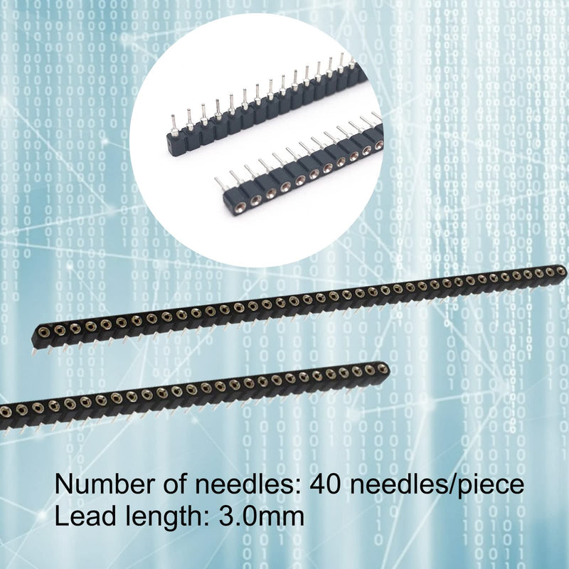 BuyWeek Socket Header Tin, 5pcs 1x40P 2.54mm Round Hole Single Row Female Header 40Pin PCB IC Crystal Socket Connector