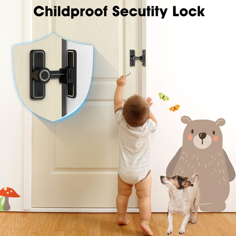 Sliding Barn Door Lock Hardware, 90 Degree Locks for Barn Doors, Flip Gate Latches for Garden, Bathroom, Outdoor, Garage, Window(2 Pack-Luminous Black) 2 Pack-Luminous Black