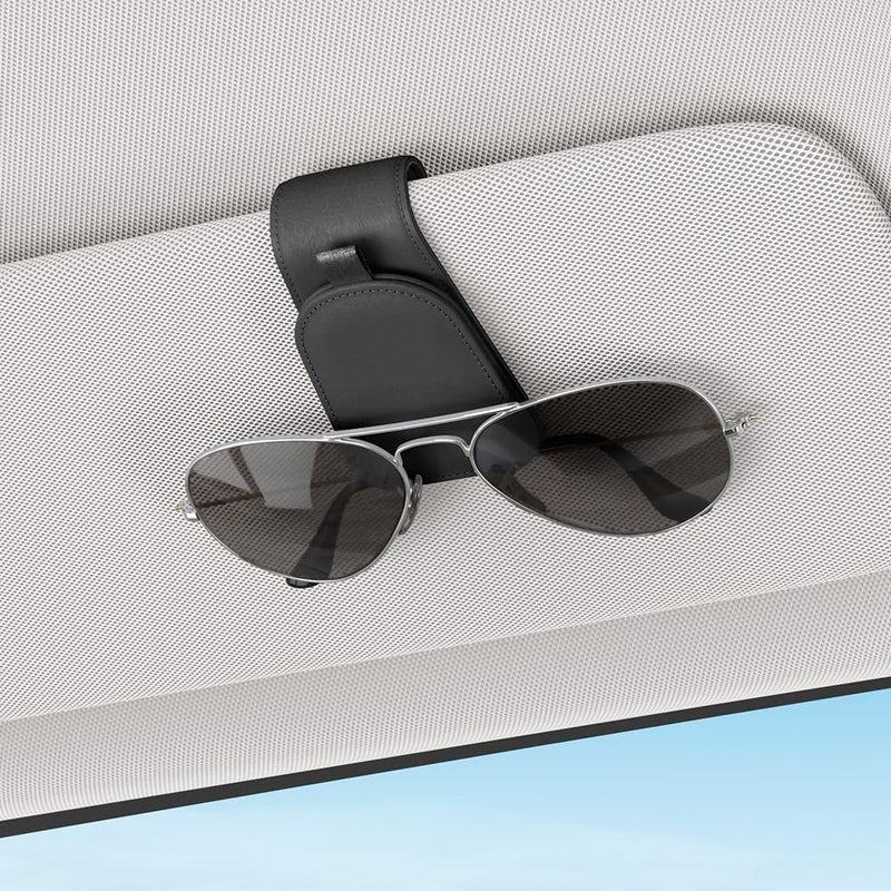 Sotfamily Sunglass Holder for Car, Suede Cloth Magnetic Sunglasses Clip for Car Visor, Sunglass Organizer for Car Accessories, 2 Packs, Black