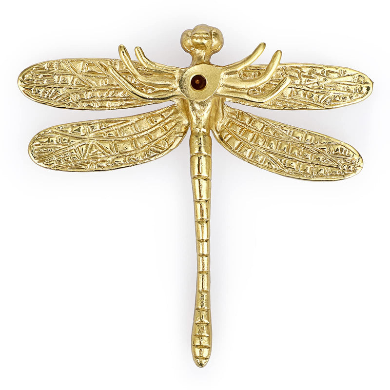 JUXYES Pack of 4 Brass Dragonfly Cabinet Knobs, Golden Tone Cupboard Door Knobs Decorative Dresser Drawer Handle Knobs for Dresser Drawer Cabinet Closet