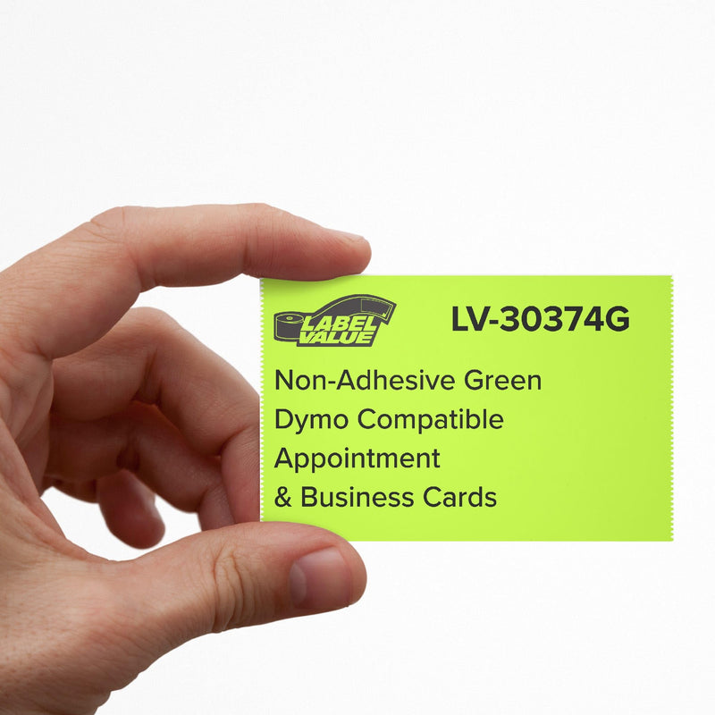 Dymo LV-30374 Compatible Green Appointment Cards, 2" x 3-1/2", 300 Non-Adhesive Direct Thermal Cards per Roll – Works with Dymo LabelWriter 450 Series and Earlier | LabelValue