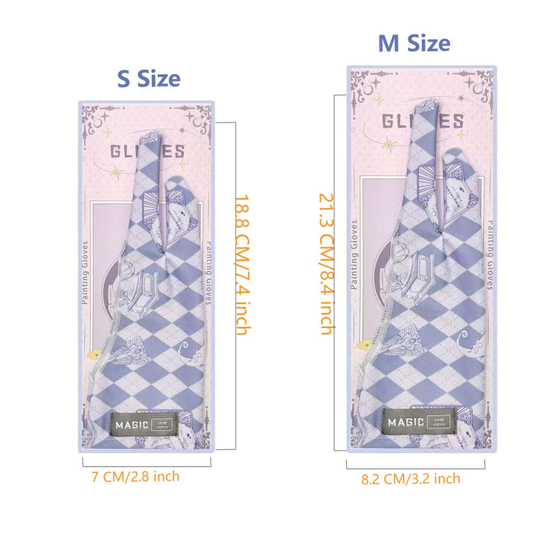 Artist Drawing Glove Art Two-Finger Glove Animal Print for Drawing Tablet/Pen Display/iPad for Right and Left Hand Blue