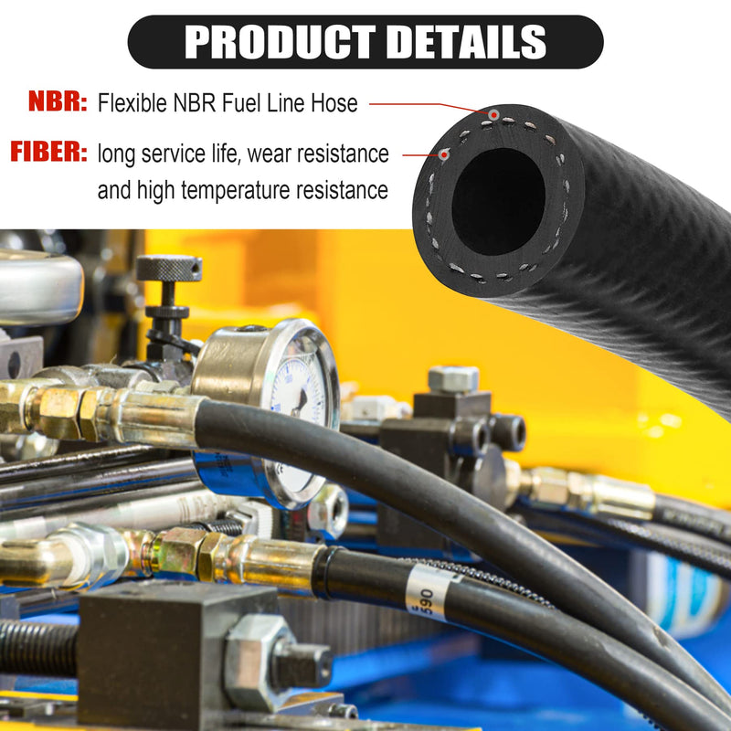 3/8 Inch (10mm) ID Fuel Line Hose 10FT NBR Rubber Push Lock Hose High Pressure 300PSI for Automotive Fuel Systems Engines 3/8" ID 10Ft