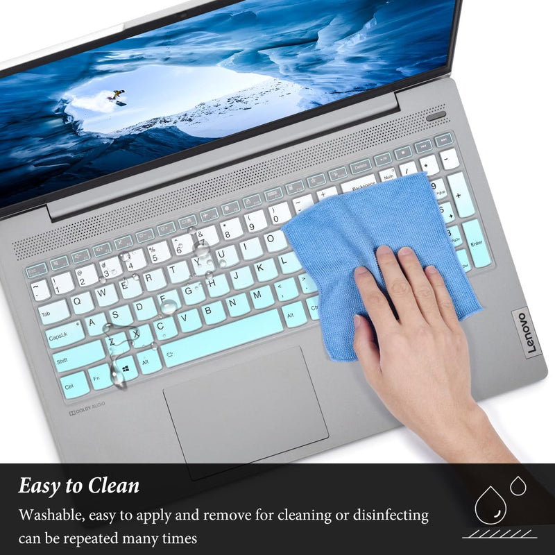 Keyboard Cover for 2024 2023 15.6" Lenovo IdeaPad 1 1i 15ijl7 15alc7 15iau7/Ideapad 3 3i/ThinkBook 15 G4 G3 G2/V15 G4 G3 G2, 16" Lenovo Yoga 7i/IdeaPad Flex 5 5i/IdeaPad Slim 5 Skin-Gradual Mint Gradual Mint