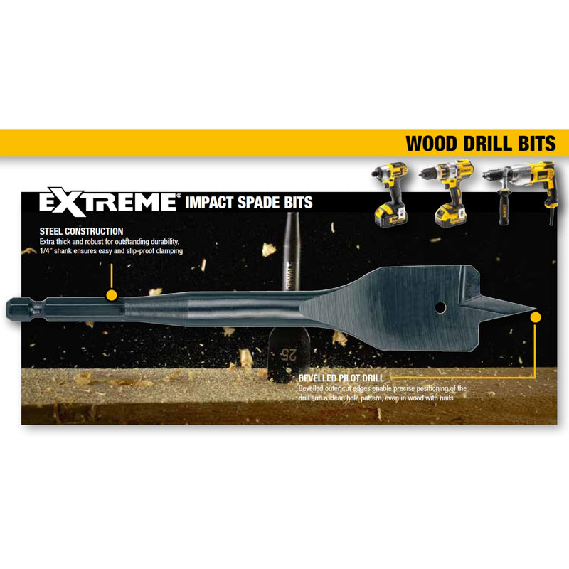 DEWALT Extreme Flat Wood Drill Bit 9 Piece Set, Impact Rated, DT70751-QZ