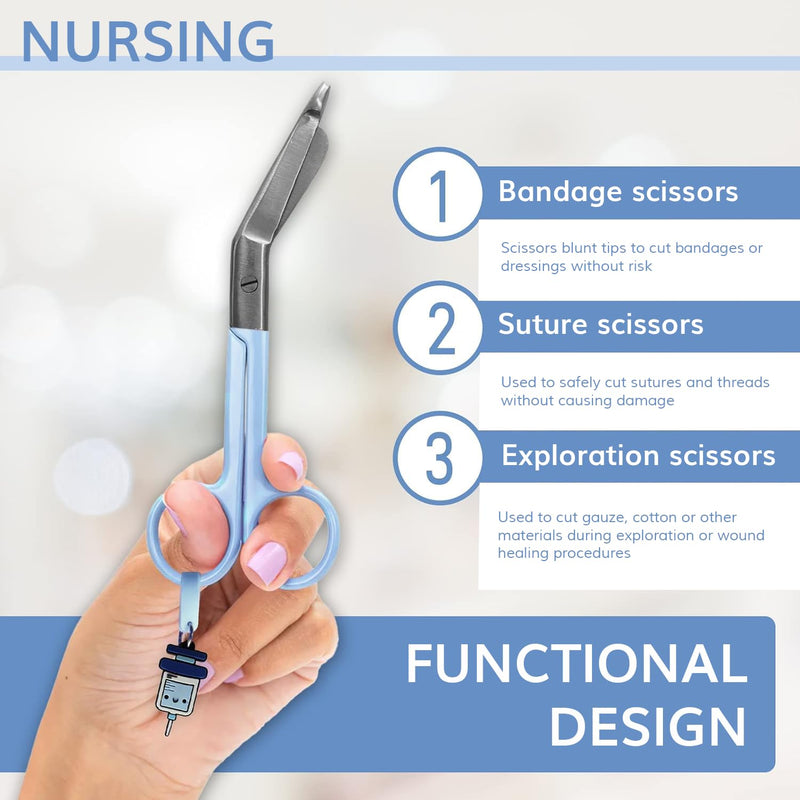 Medical Scissors - Bandage Scissors for Nurses - Funny Key Ring (Blue) Blue
