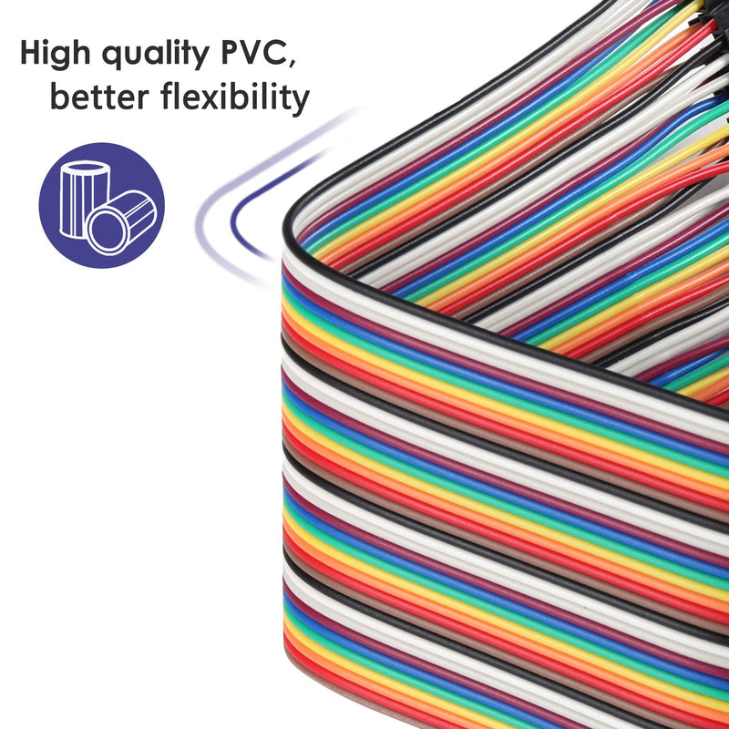 120pcs 50cm Dupont Wire Female to Female Breadboard Jumper Wires 19.7 inch 1pin-1pin 2.54mm Connector Multicolored Ribbon Cables DIY Wires Length 10 15 20 30 40 50 100cm Optional 19.7 inch (50cm) 120pcs Female to Female