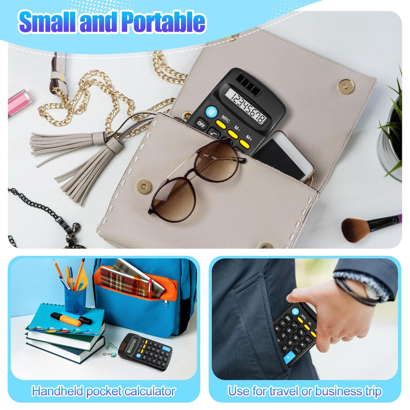 24 Pieces Pocket Calculator,Pocket Size Mini Calculators,Solar Battery Dual Power Function Calculator,8 Digit Display Basic Calculator for Students Kids Home Office(Black) Black 24Pcs