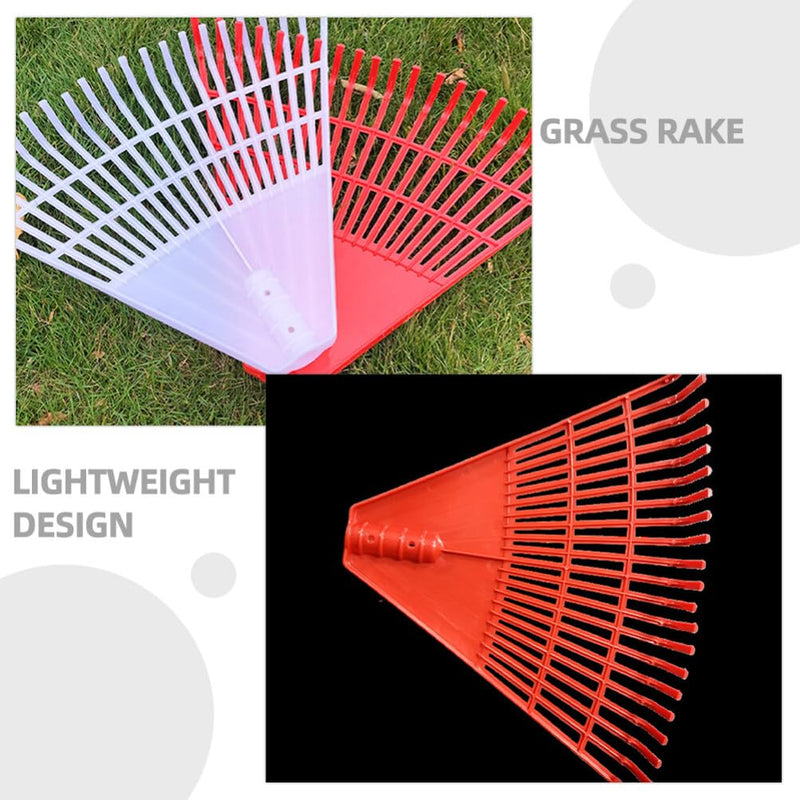 BESPORTBLE Plastic Rake Head 21 Tines Garden Leaf Rake Spring Shrub Grass Replacement Head for Garden Lawn Yard Patio Red