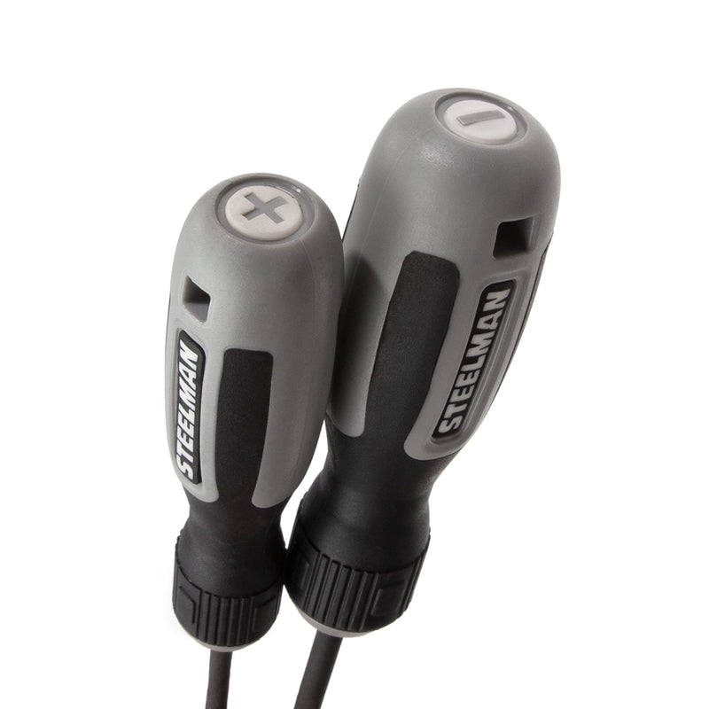 Steelman 8-Piece Diamond Tip Screwdriver Set, Variety of Slotted and Phillips Sizes, Magnetized Tips, Durable Steel, Rust-Resistant Black Oxide Coating Gray;black