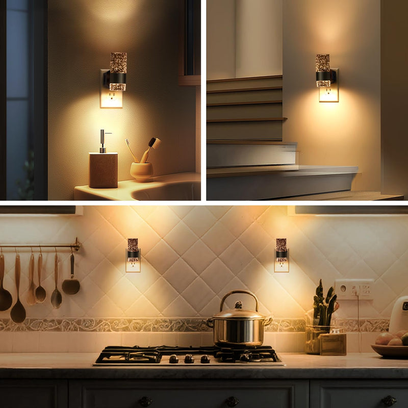 LED Dimmable Night Lights Plug into Wall, 2-Pack Bright Plug in Nightlight, Dusk-to-Dawn, Adjustable Brightness 0-100LM, Auto-On/Off Home Decor for Bedroom, Bathroom, Hallway, Kitchen, 3000K