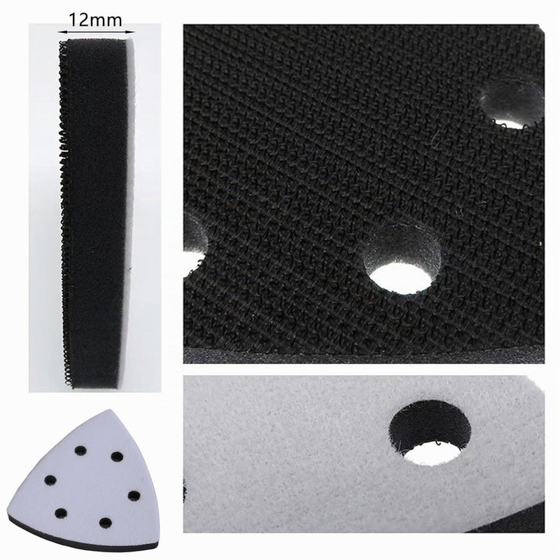 4 Pieces Soft Surface with Hook 93mm 6 Triangle Holes Sanding Buckle Sponge Pad for Grinder Shockproof Noise Reduction