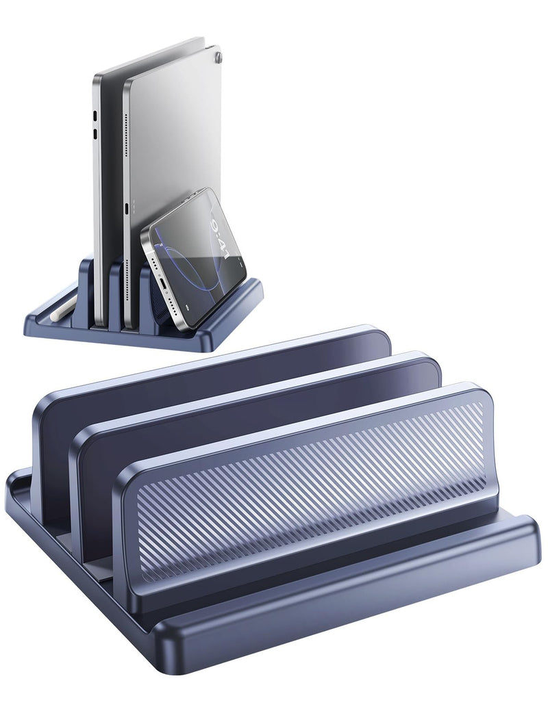 4 in 1 Vertical Laptop Stand Holder,Adjustable ABS Plastic Desktop Management Notebook Dock,Vertical Laptop Stand Space-Saving for All MacBook/Surface/Samsung/HP/Dell/Chrome Book(Drak Blue) Drak Blue