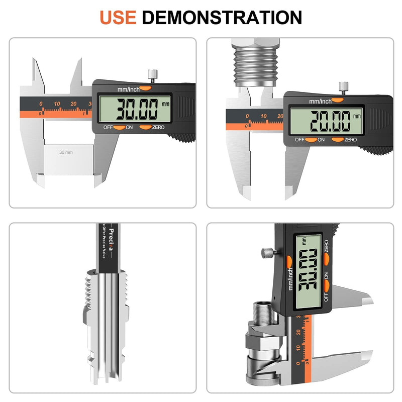 Digital caliper, 150mm / 6-inch digital caliper with large LCD display for external, internal and depth measurements
