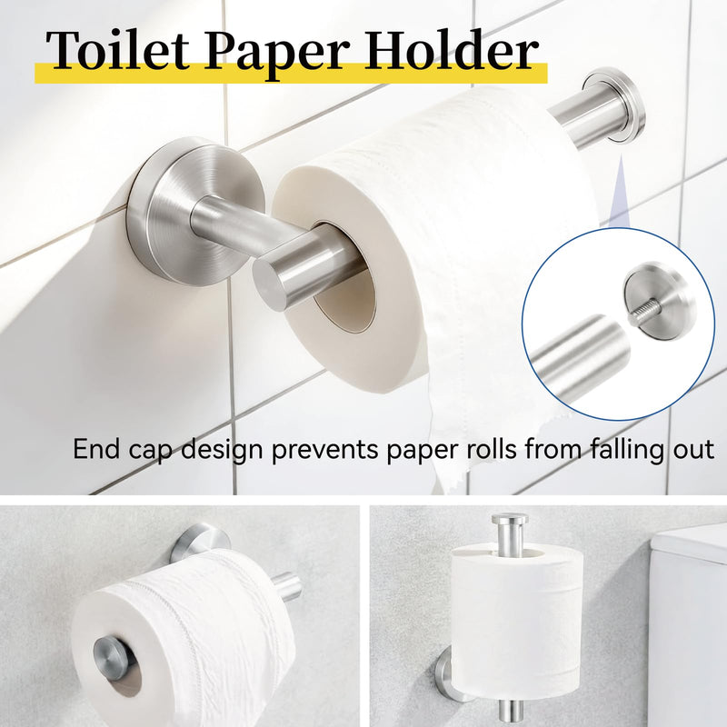 HOMOTEK 4 Pieces Bathroom Accessories Hardware Set, 24 inch Towel Bar, Towel Ring, Robe Hook, Toilet Paper Holder, Stainless Steel Rack Kit Wall Mounted, Brushed Stainless Steel 1 Pack