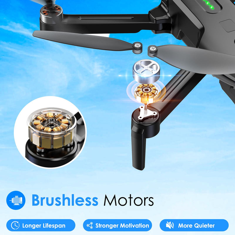 Drone with Camera, 1080P FPV Foldable Drone with Brushless Motor, One Key Take Off/Land, Altitude Hold, 360° Flip, Gravity Control, 2 Batteries, 3 Speeds Mini Drones for Kids Beginners