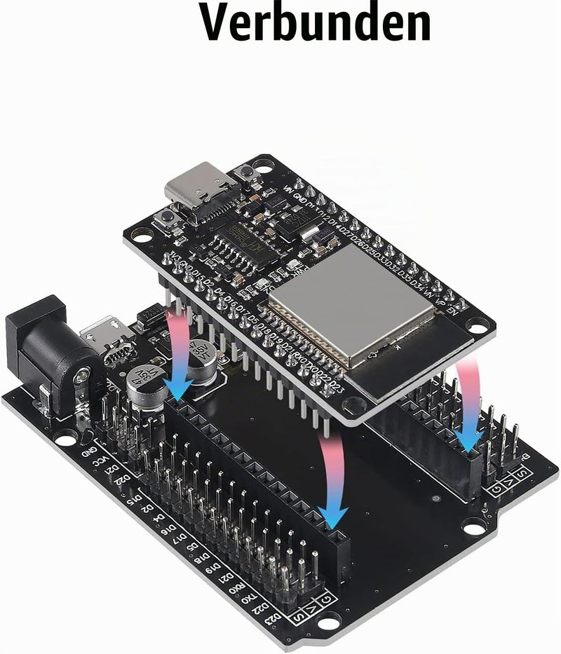 Binghe Pack of 2 ESP with CH340 Development Board, ESP 30 Pins ESP-32-32D Module 2.4GHz WiFi + Bluetooth 2-in-1 Low Power Consumption Type-C Connector Compatible with Arduino