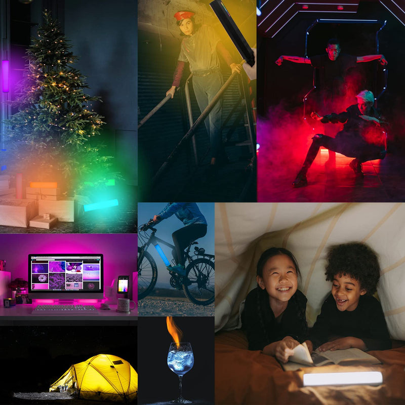 2PACK W200 Handheld RGB Light Wand Video LED Lighting Handheld Light Photography Light Vlog w Magnetic CRI95+ 2500K-9000K Built-in Battery 3000mAh Compatible with Vlogging YouTube Living 2PACK