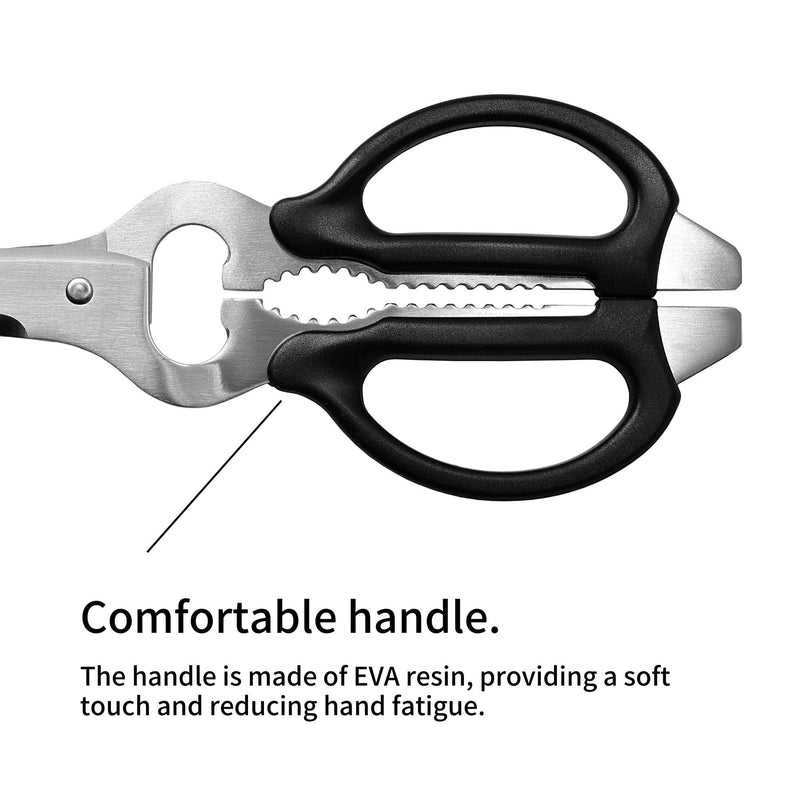 Seki Japan Left Handed Multifunctional Kitchen Scissors, Stainless Steel Blade Soft Grip Kitchen Shears