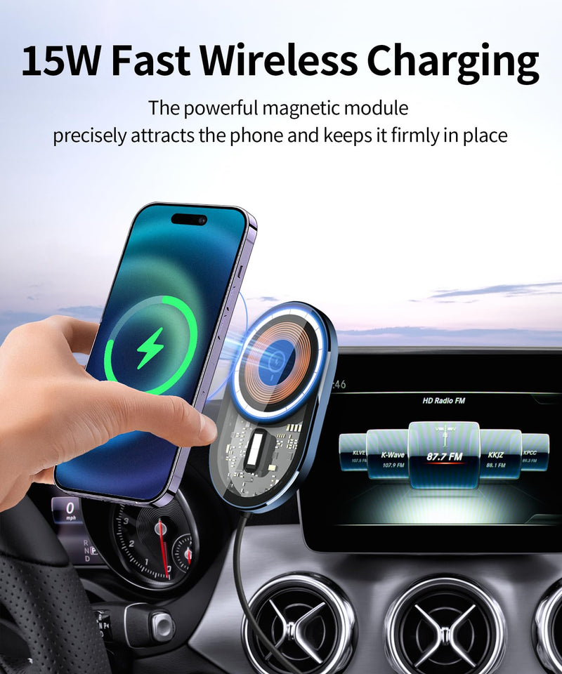 Wireless Charging car Phone Holder for Mercedes Benz CLA-Class 2015-2019/GLA-Class 2016-2020 Accessories 7/8 inch Screen Fixed Clip,360° Rotation car Phone Mount Compatible with MagSafe 7/8-inch for 2015-2019 CLA/ 2016-2020 GLA