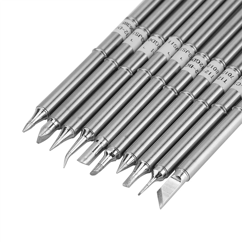 T12 Series Soldering Iron Tips Replacement Set for FX 951 Rework Station, 10PCS Nickel Iron Alloy Tips with Precise Thermal Response for PCB Repair and Electronics Soldering