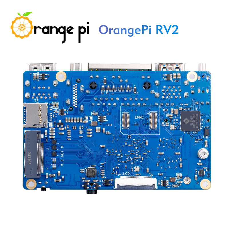 Orange Pi RV2 4GB RAM LPDDR4X RISC V 8 Core 2Tops Al Arithmetic Power Development Board, Wi-Fi 5+BT 5 with BLE Support Single Board Computer Run Ubuntu24.04 (4GB)