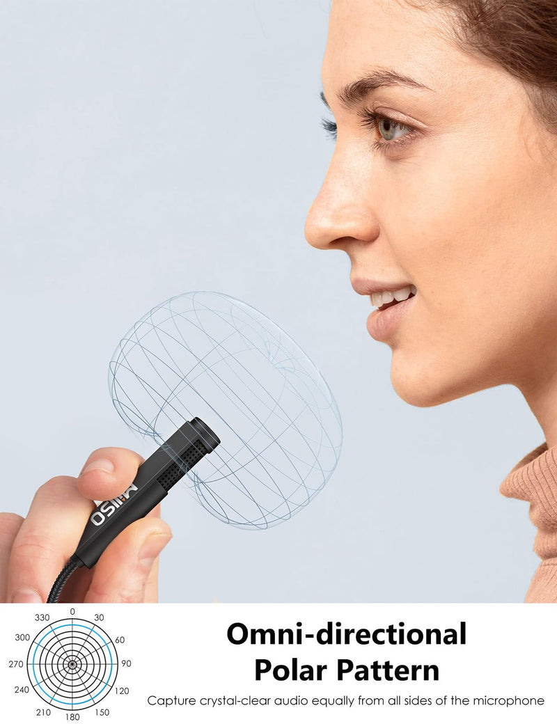 MillSO USB Microphone for Laptop Gooseneck Portable Mini USB Computer Microphone Plug&Play Omnidirectional External USB PC microphone for YouTube, Streaming, Podcasting, Recording, Gaming - 1 FT