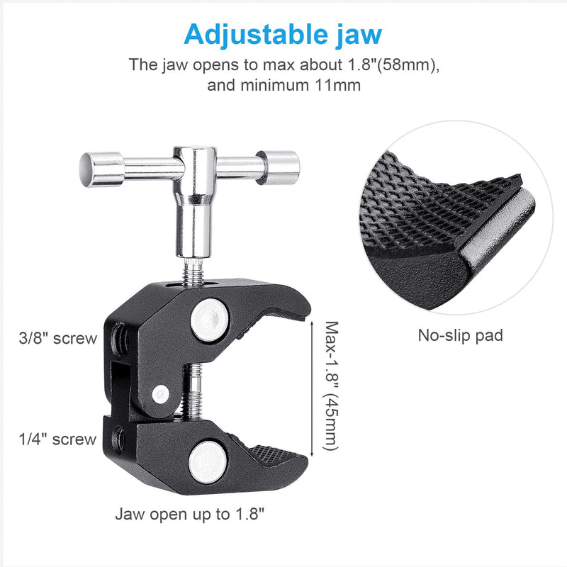 FOMITO 11" Articulating Magic Arm with Super Clamp, Heavy Duty Camera Mount for DSLR Rig, LED Video Lights, LCD Monitors, 1/4"-3/8" Thread, Max Load 4.4lbs