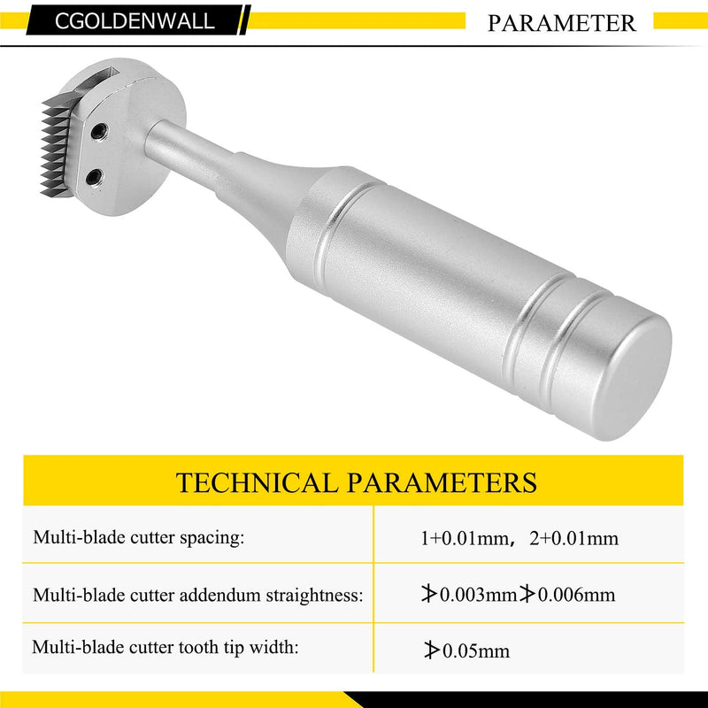 CGOLDENWALL Cross Hatch Adhesion Tester Cross-Cut Tester Kit Multi-Blade Cutter spacing: 1 +0.01mm, 2+0.01mm