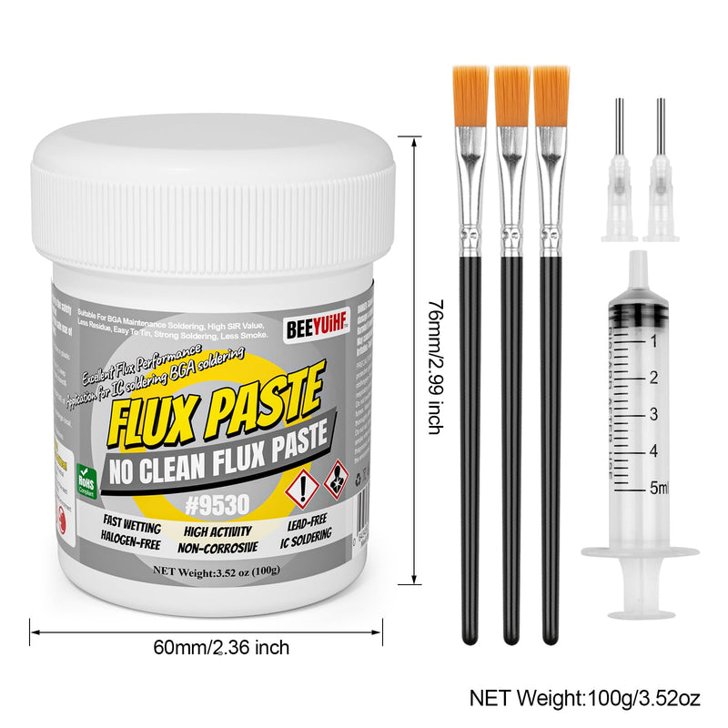 No Clean Soldering Paste Flux, BGA Soldering Flux Paste, Electronic Flux Pastes for BGA/IC/CPU/PCB/SMD Solder (5.15oz/146g)