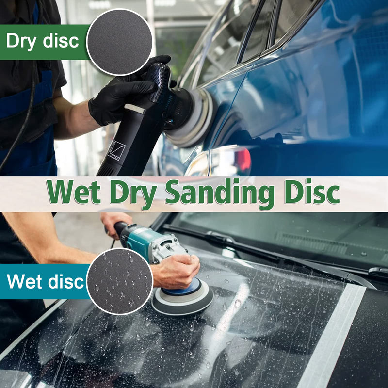 JatilEr Pack of 20 sanding discs 150 mm Velcro, grit 1500/2000/3000/5000 sandpaper Velcro round wet dry water sanding pads eccentric sander sanding paper set for metal wood
