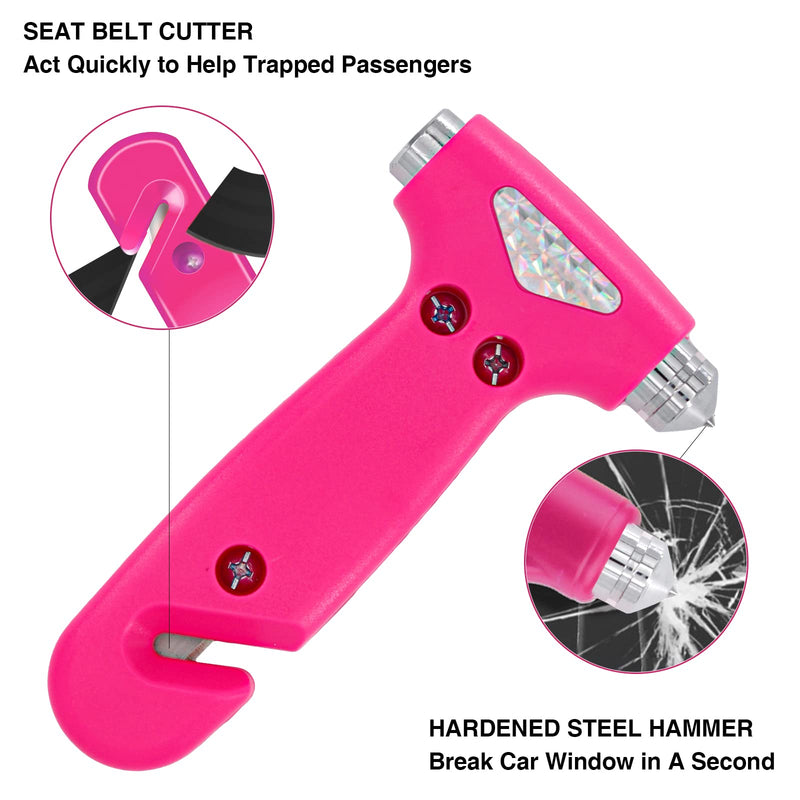 Car Safety Hammer for Lady, Pink 3-in-1 Emergency Escape Tool with Window Breaker and Seat Belt Cutter, Safety Emergency Car Escape Tool Gift for Family