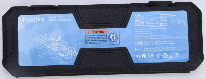 Digital caliper, 150mm / 6-inch digital caliper with large LCD display for external, internal and depth measurements