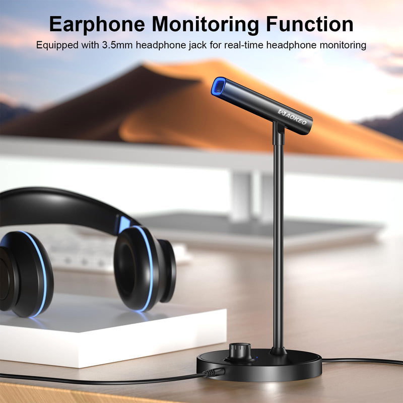 Aokeo USB Microphone, Gaming Microphone for PC with Volume Control Buttons for Recording,Podcasting,Streaming,YouTube,PS5 PS4 Mac Laptop AK-2