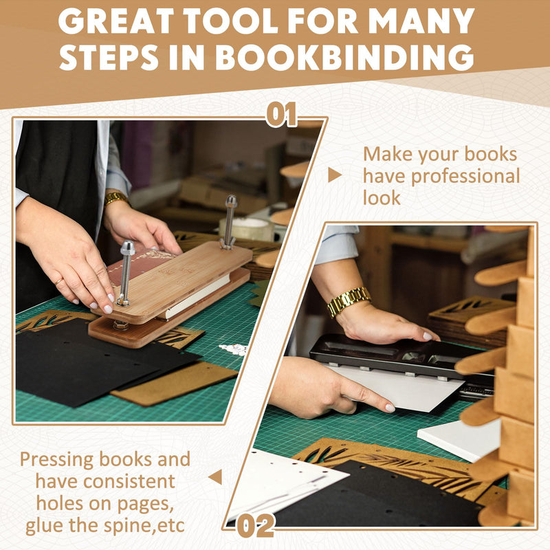 1 Set Wooden and Bamboo Book Press Book Binding Tool Portable Book Binding Kits Bookbinding Supplies Book Press Bookbinding for DIY Book (15 Inch) 15 Inch